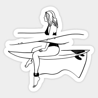 Surfer Girl Ilustration Sticker